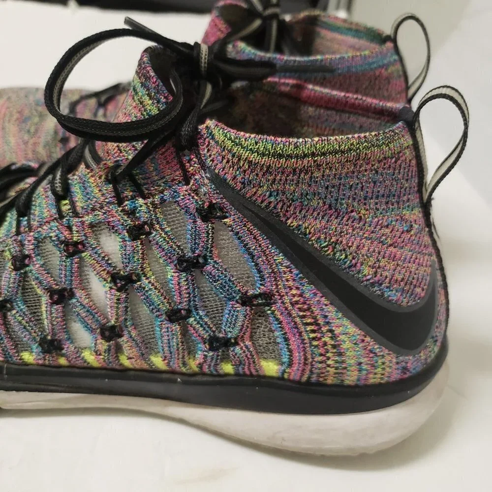 Nike Train sz 7 Ultrafast Flyknit Volt multi colors pink blue white Mens
